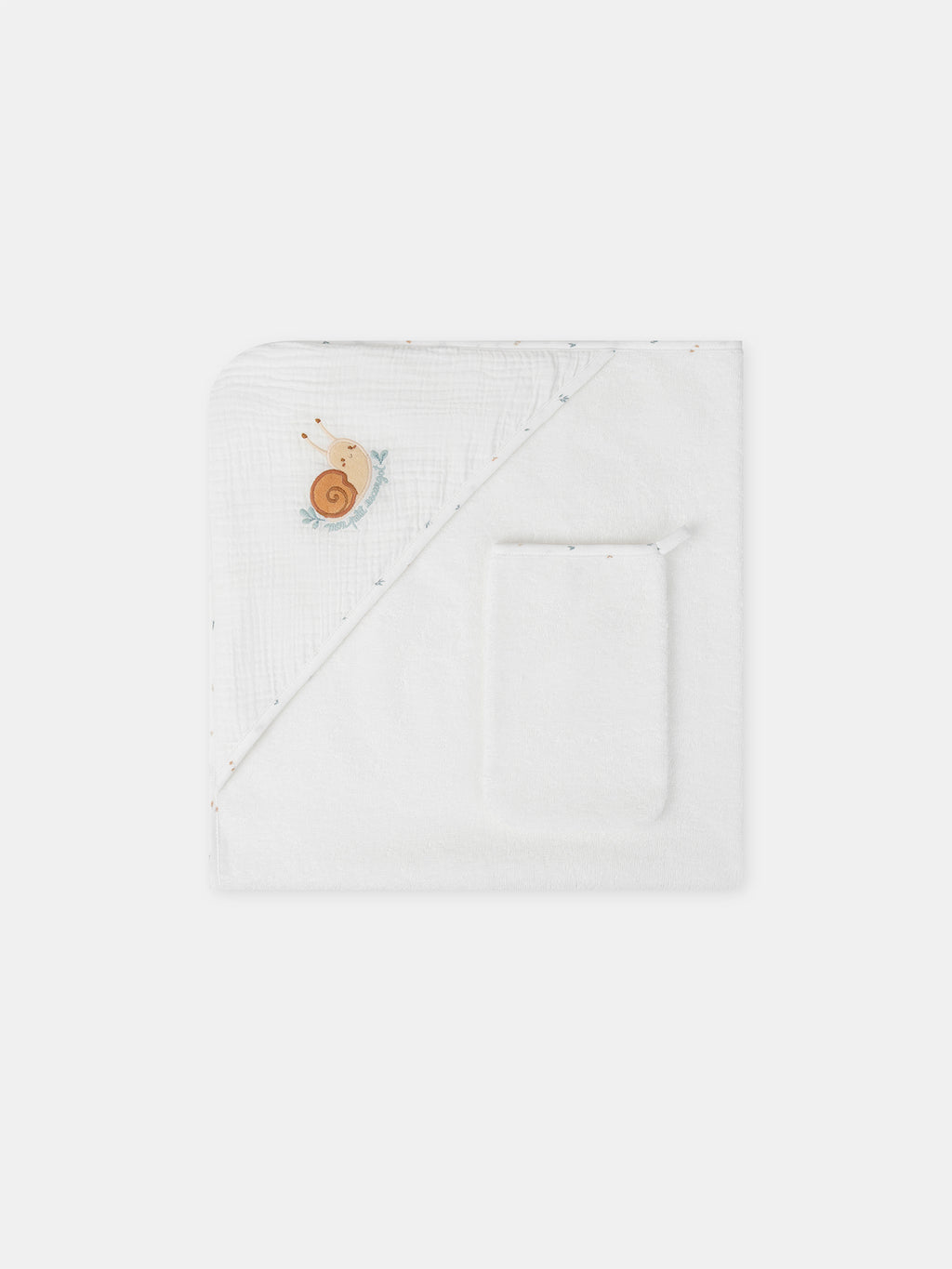 Ecru embroidered bath towel set — Newborn