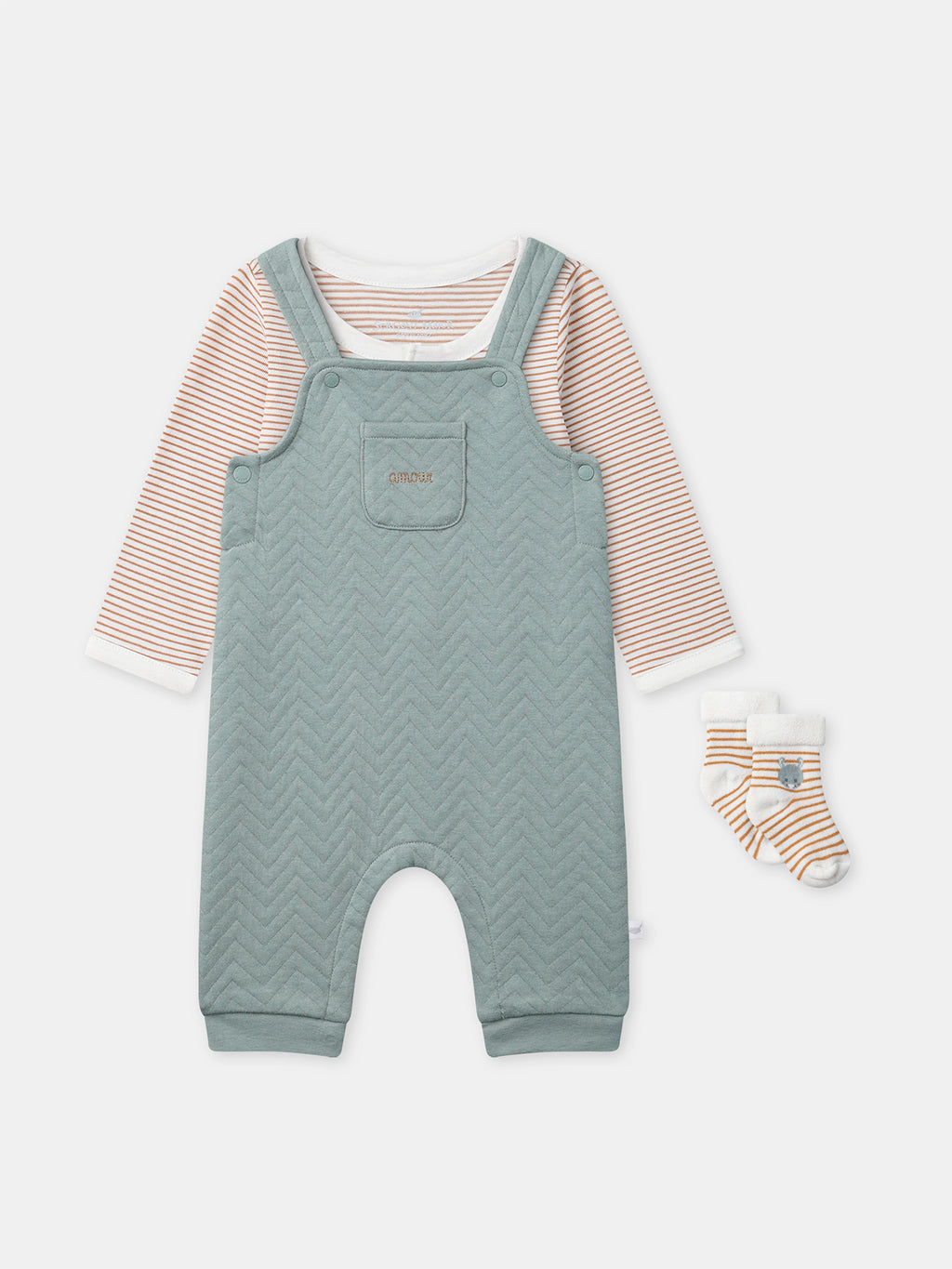 Grey-blue striped set — Newborn boy