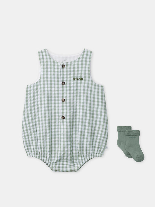Green gingham set — Newborn
