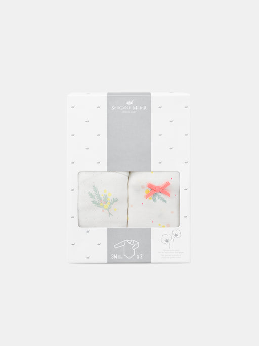 Pack of 2 ecru printed bodysuits — Newborn girl