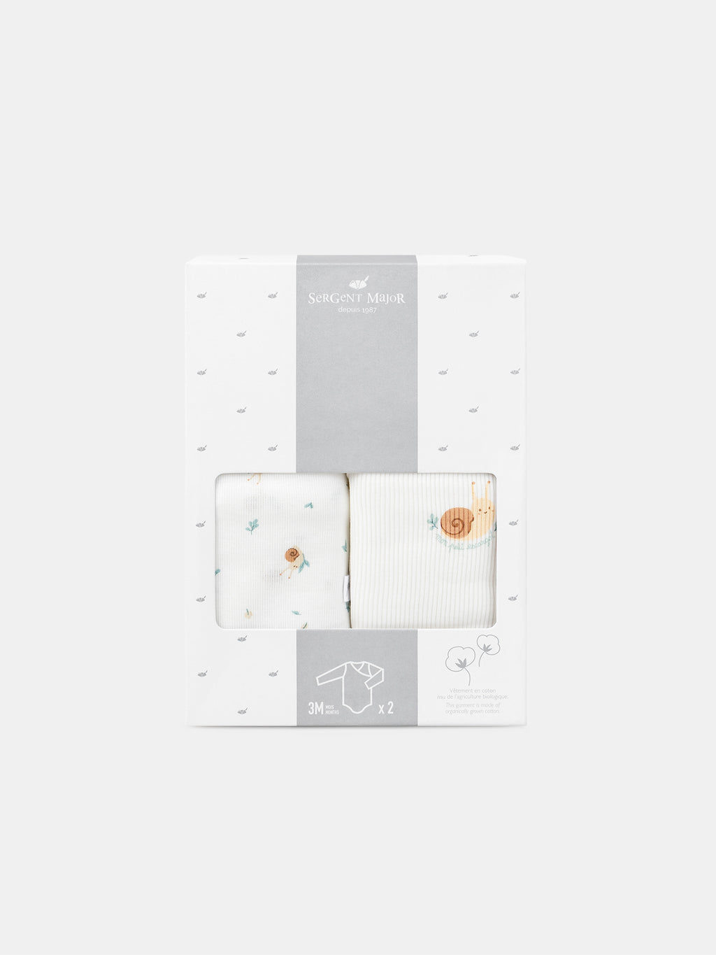 Pack of 2 ecru printed bodysuits — Newborn