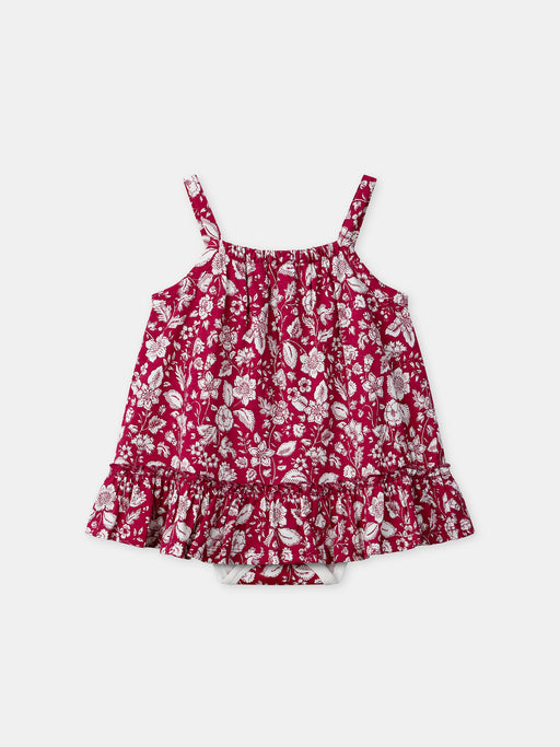 Fuchsia floral print bodysuit dress — Baby girl