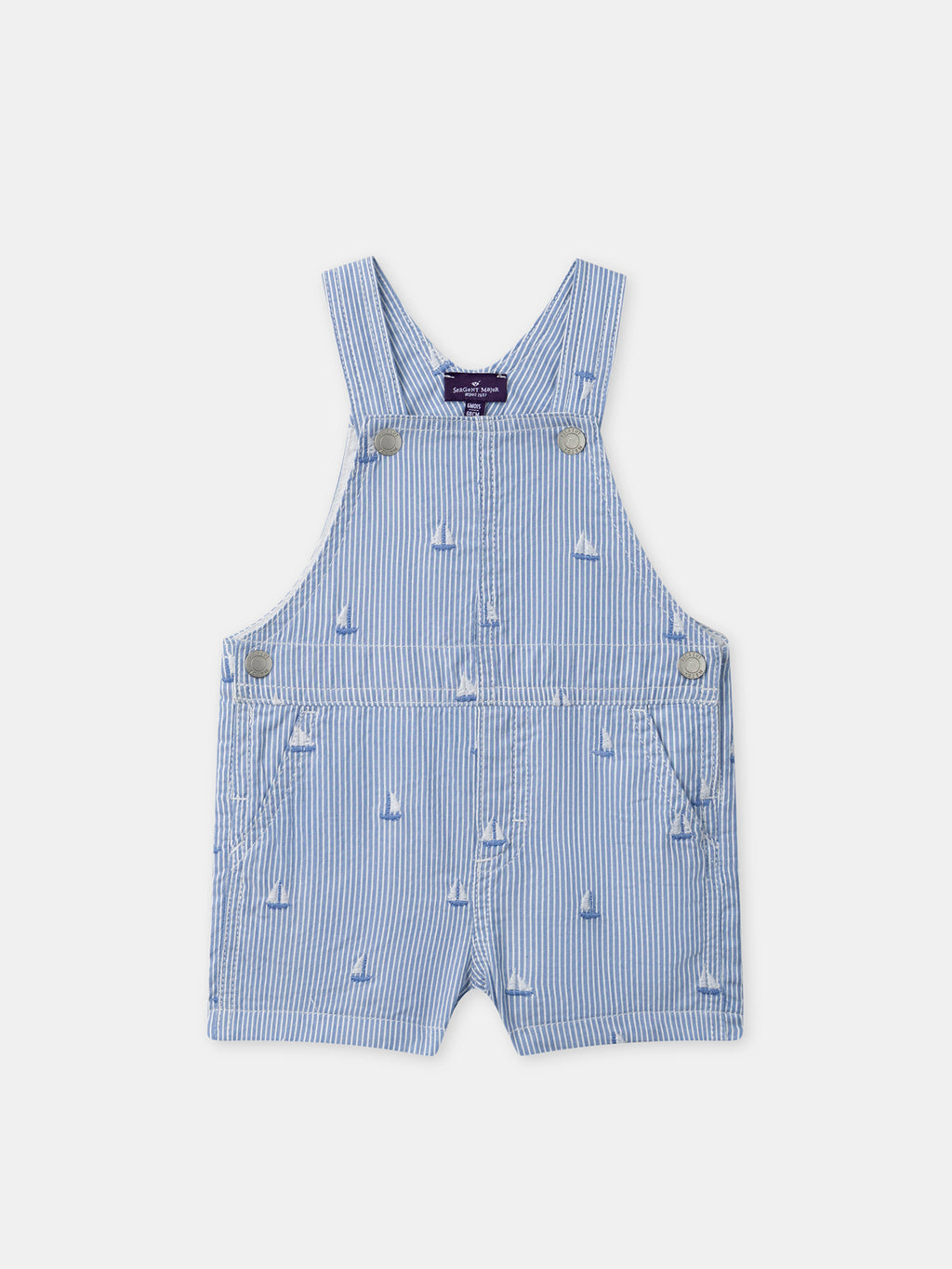 Blue striped embroidered dungarees — Baby