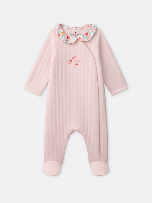 Pink collared sleepsuit — Baby girl