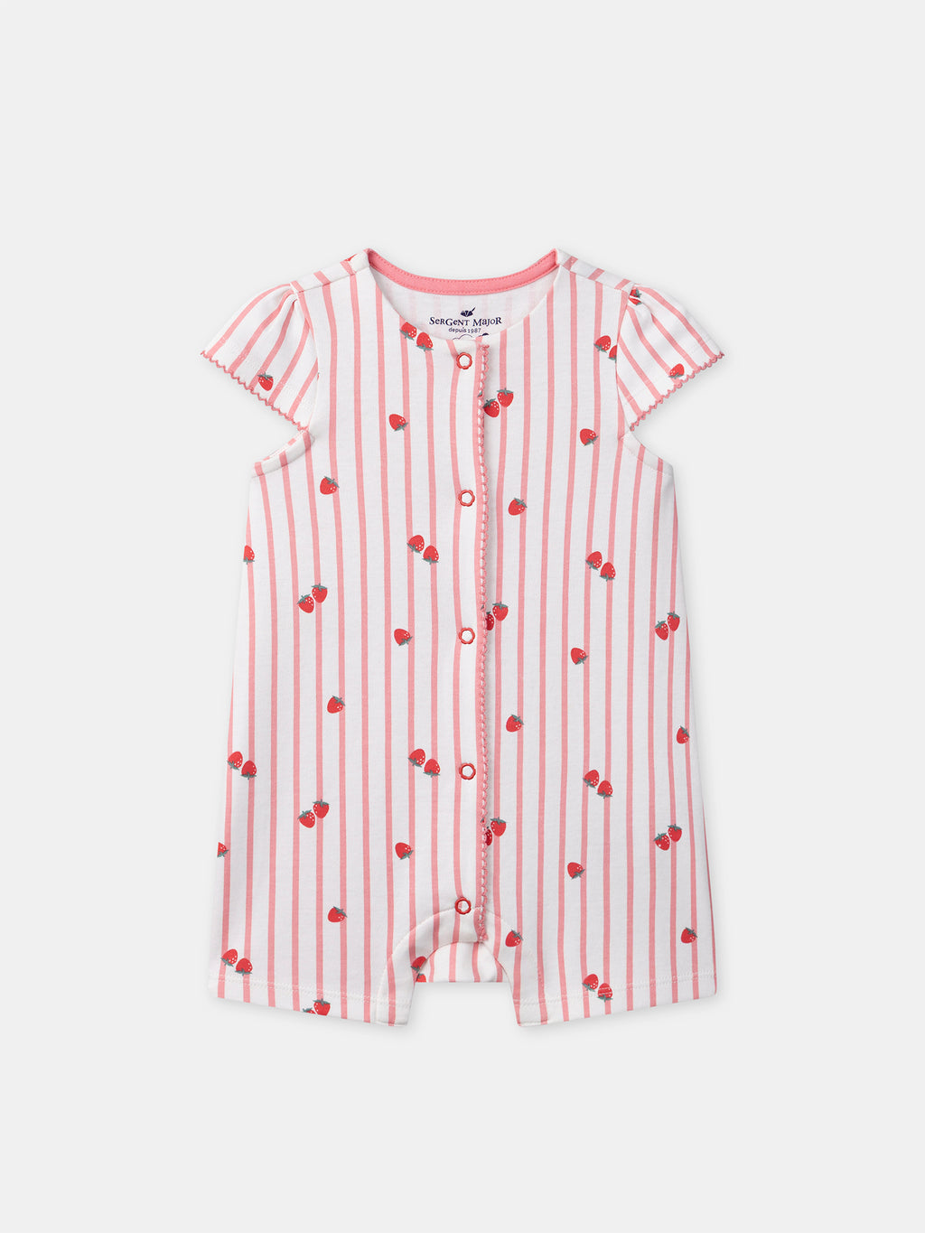 Coral striped printed romper — Baby girl