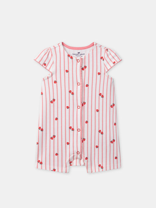 Coral striped printed romper — Baby girl