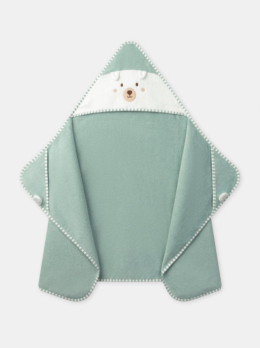 Green hooded bath towel — Baby boy