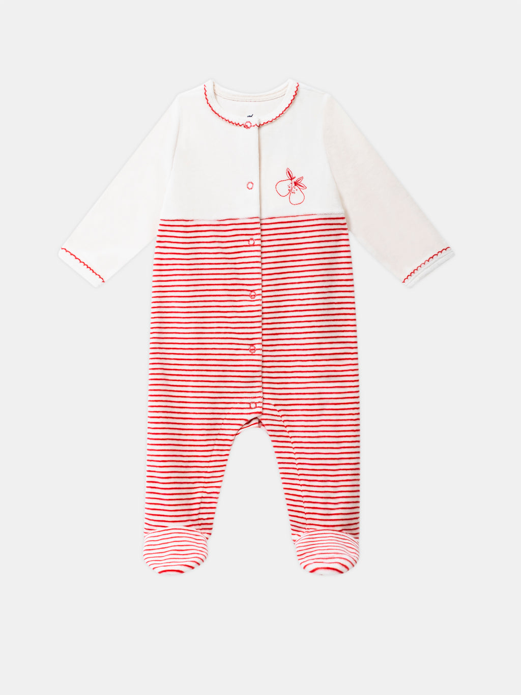 Striped velvet sleepsuit — Baby girl