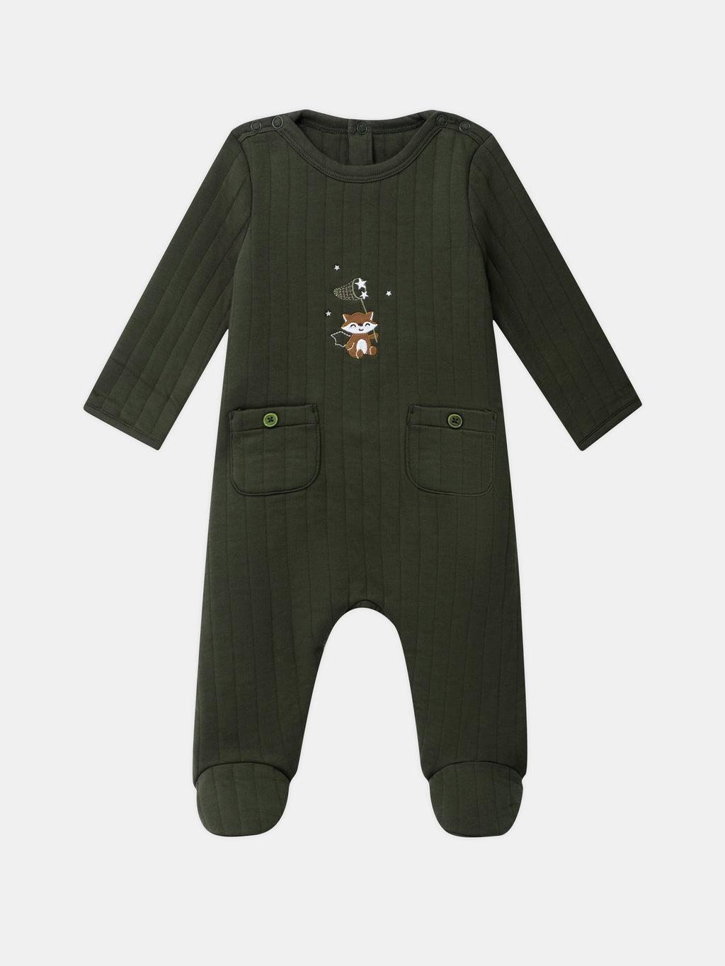 Khaki embroidered sleepsuit — Baby boy