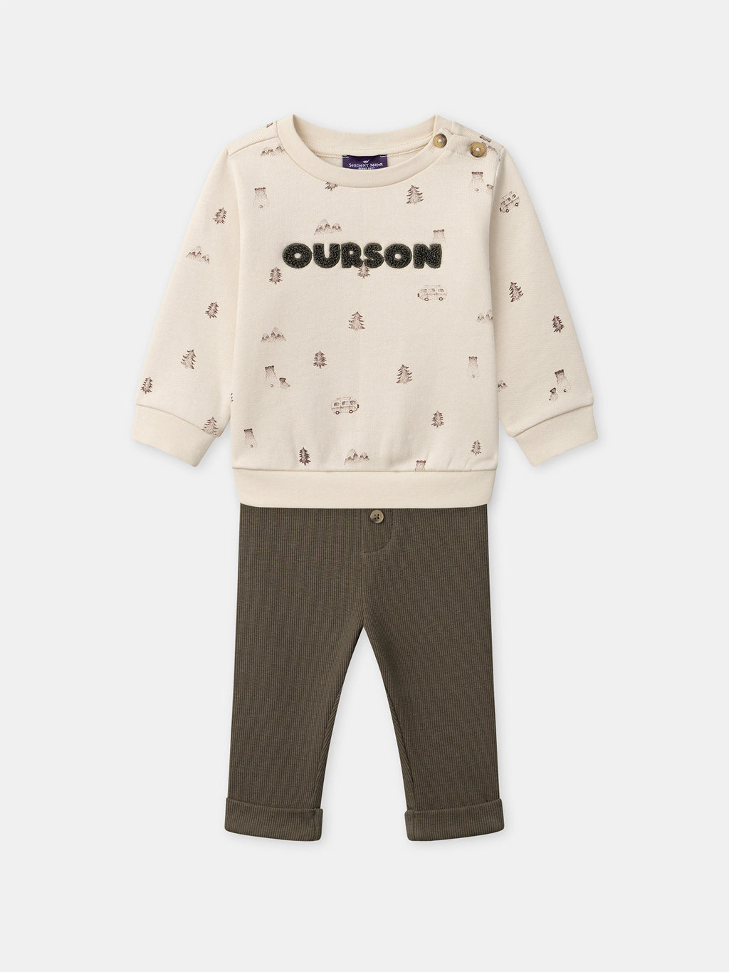Ecru printed set — Baby boy