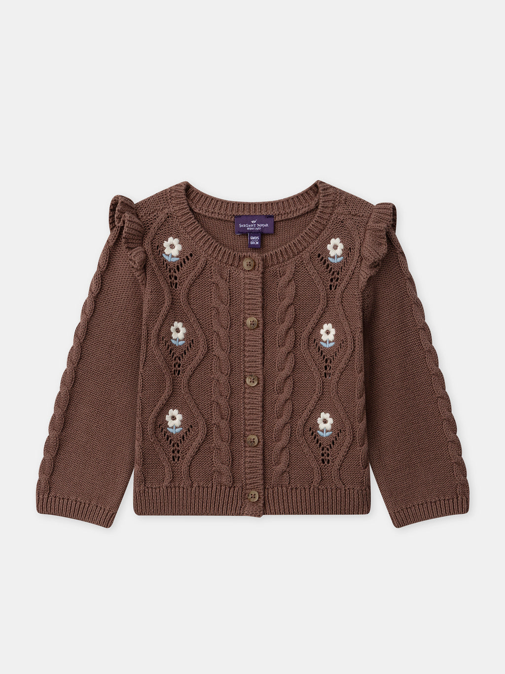 Brown embroidered cardigan — Baby girl