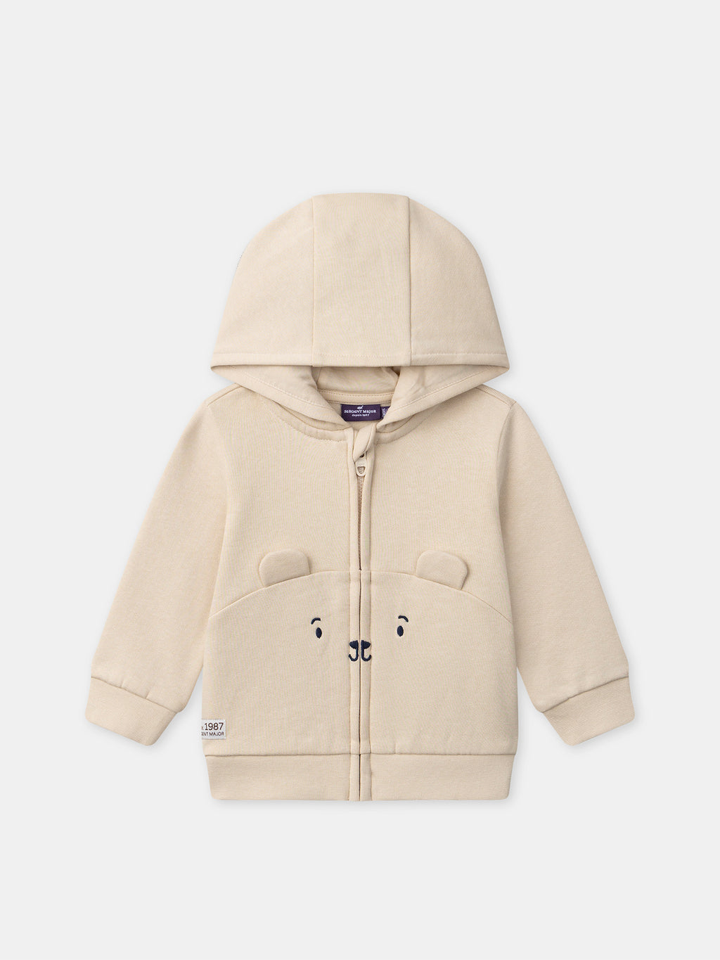 Dark ecru hooded zip-up hoodie — Baby boy