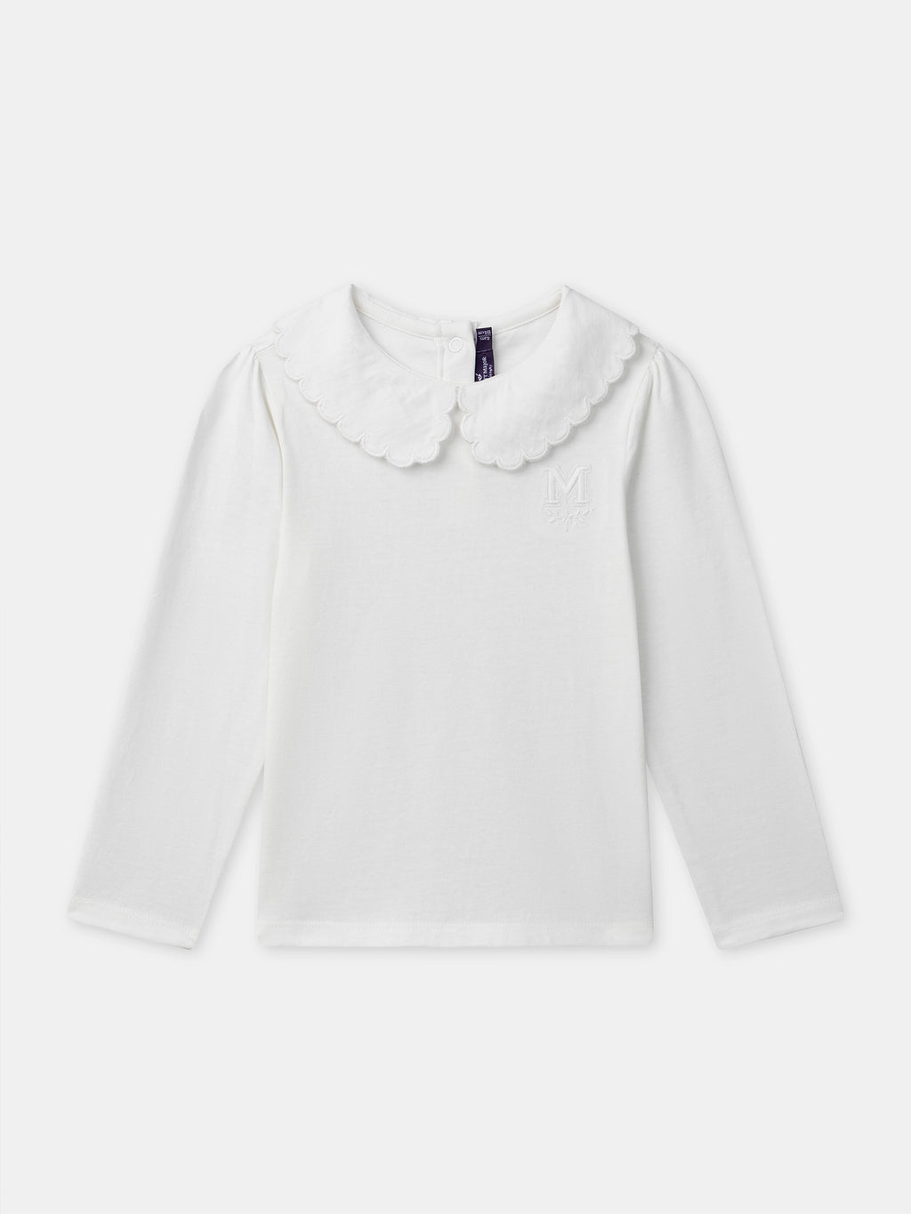 Ecru long-sleeved collared t-shirt — Girl