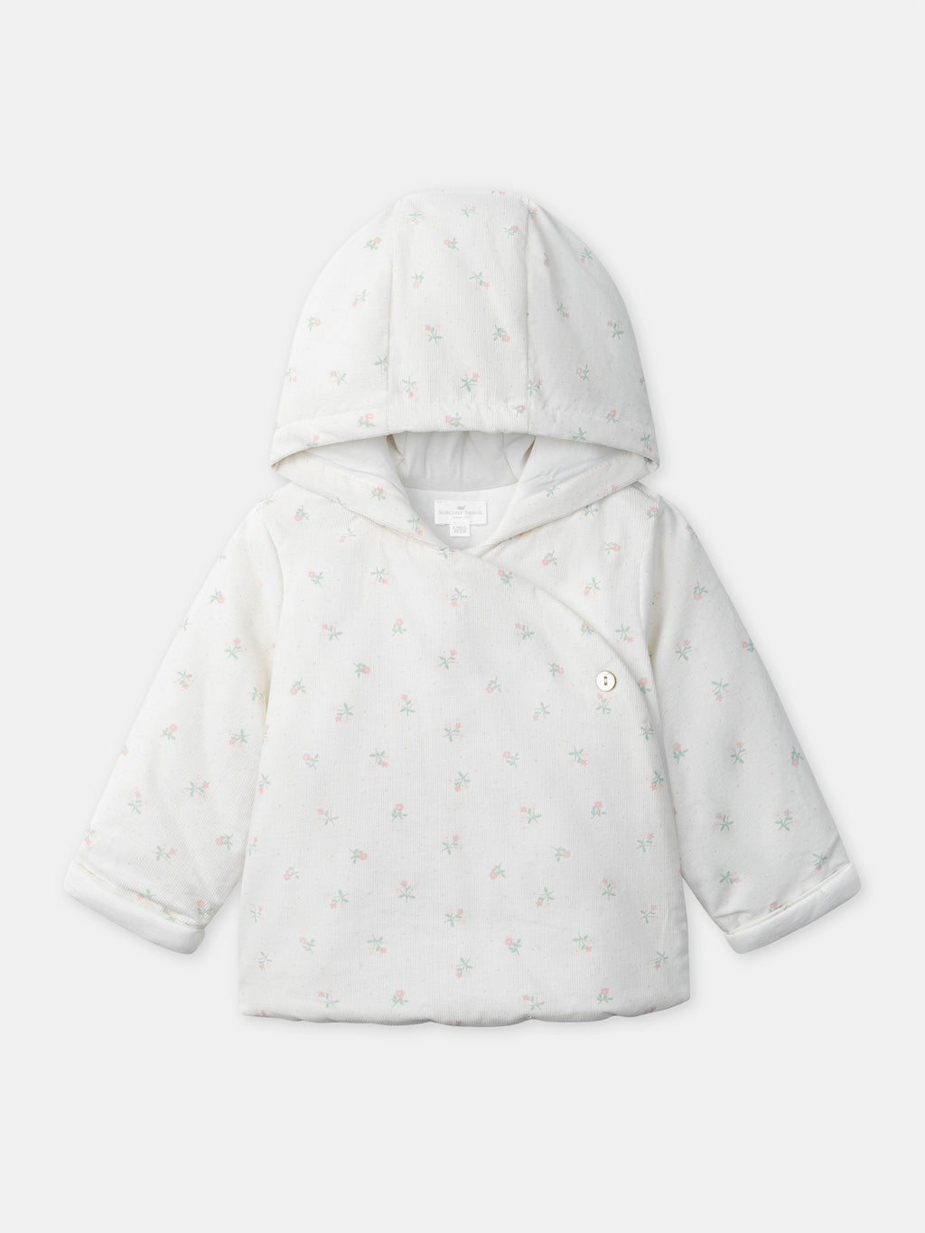 Ecru floral print hooded jacket — Newborn girl
