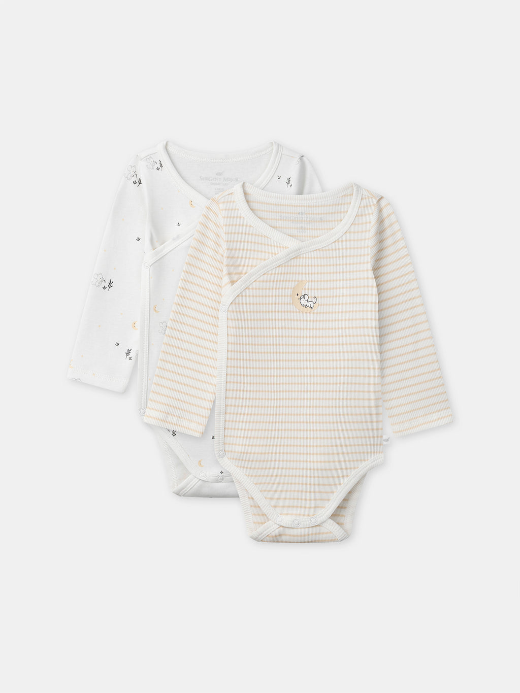 Pack of 2 ecru striped bodysuits — Newborn